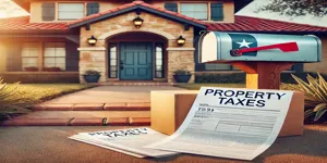 Texas house with mailbox and property tax